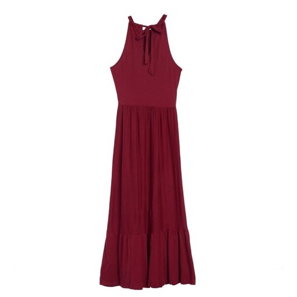 Caslon Tiered Halter Maxi Dress - Red Rhubarb NEW - Picture 3 of 8